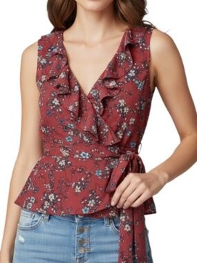 ♥️ Max Studio XL Red Floral Wrap Top